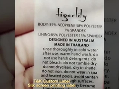 Label Pakaian TPU Lembut Transparan Warna CMYK Bisa dicuci untuk pakaian renang