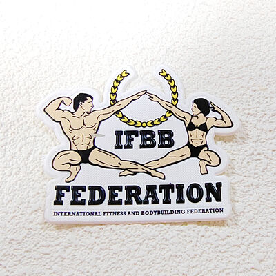 TPU Heat Transfer Label IFBB Fitness Federation Bodybuilding Patch Pakaian Khusus
