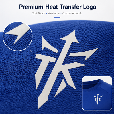 Label Pakaian Heat Transfer Kustom Perak Metalik Matte yang Dapat Dicuci untuk Kaos Polo dan Pakaian Olahraga