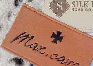 Logo Printable Embossed Leather Patches Dengan Velcro Leather Clothing Labels