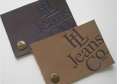 Logo Printable Embossed Leather Patches Dengan Velcro Leather Clothing Labels