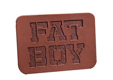 Jeans Daur Ulang Daur Ulang Pu Leather Custom Cloth Patch Logo Embossed / Debossed