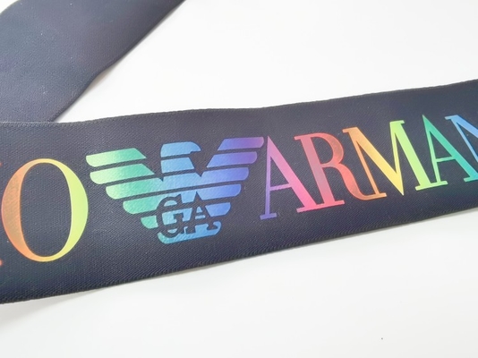 Spandex / Nylon 3CM Black Elastic Band Dengan Logo Warna-warni Yang Disesuaikan