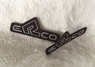 Customized Brown Suede Embossed Leather Patches, Shiny Siliver High Density Tpu Logo