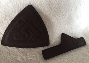 Customized Brown Suede Embossed Leather Patches, Shiny Siliver High Density Tpu Logo