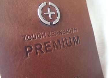 Label Jeans Leather Jeans Profesional, Patch Kulit Di Jeans Dengan Logo Logam