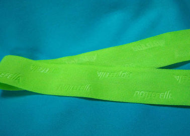 100% Polyester / Nylon Knitted Dilipat Elastic Ribbon Dengan Logo Embossed