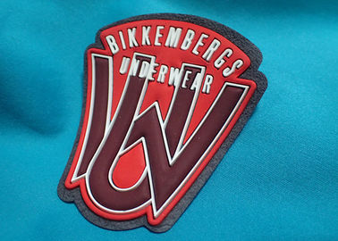 Logo Kustom Timbul Self Adhesive Pakaian Patch, Label Karet Silikon 3D
