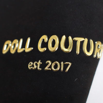Waterproof Custom 3D TPU Heat Transfer Patches Gold Clothing Patches Logo Frekuensi Tinggi Hook And Loop