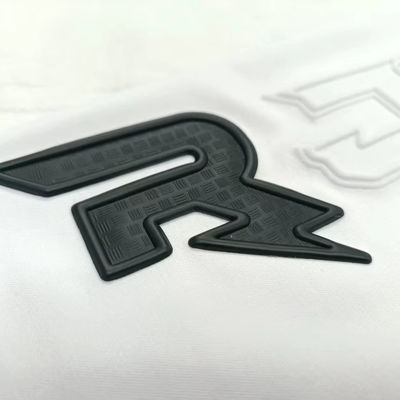 Custom TPU 3D Black Label Embossed Heat Press Label TPU Printing Patches untuk Jersey
