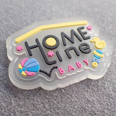 Custom Transparan PVC Karet Patch Garment PVC Label Jelas Silicone Patch