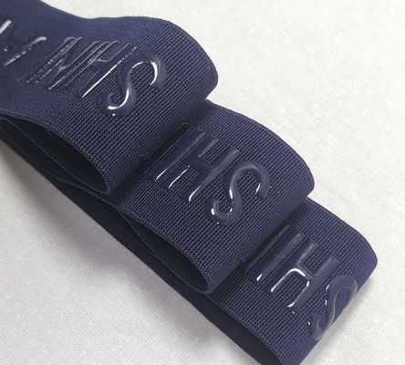 Custom 3D Logo Elastic Strap Glossy Matte Silicone Polyester Webbing Untuk Aksesoris Pakaian