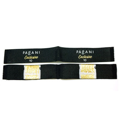 Grosir Huruf Kustom Logo Potong Lurus Hem Tag Jahit pada Pakaian Label Tenun Damask Berwarna-warni untuk Pakaian