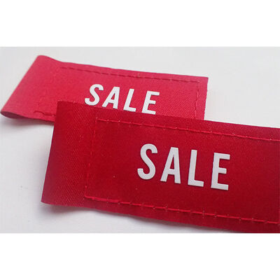 Label Pakaian Logo Merek Kustom SALE Sablon Logo Label Tenun untuk Pakaian