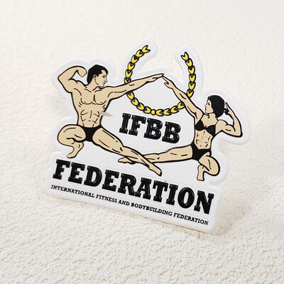 TPU Heat Transfer Label IFBB Fitness Federation Bodybuilding Patch Pakaian Khusus