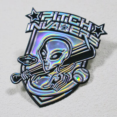 Patch Tegangan TPU Iridescent Kustom - Lencana Logo Alien 3D Holografik untuk Pakaian Olahraga