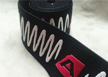 Permukaan Halus Merasakan Tali Elastis Jacquard Band Elastis Dengan Sablon Silikon Logo