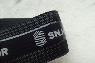 Fashion Polyester Lembut Elastis Band, Pita Elastis Hitam Dengan Logo Sablon