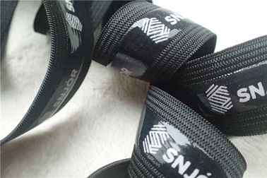 Fashion Polyester Lembut Elastis Band, Pita Elastis Hitam Dengan Logo Sablon