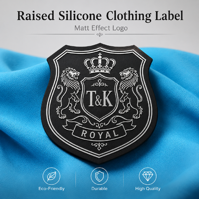 Label Pakaian Sportswear Dengan Custom Printing 3D Dibesarkan Logo Matt Effect