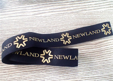 30MM Black Jacquard Elastic Band Silk - Layar Dicetak Dengan Logo Silikon Emas Mengkilap