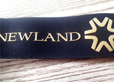 30MM Black Jacquard Elastic Band Silk - Layar Dicetak Dengan Logo Silikon Emas Mengkilap