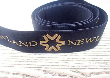 30MM Black Jacquard Elastic Band Silk - Layar Dicetak Dengan Logo Silikon Emas Mengkilap
