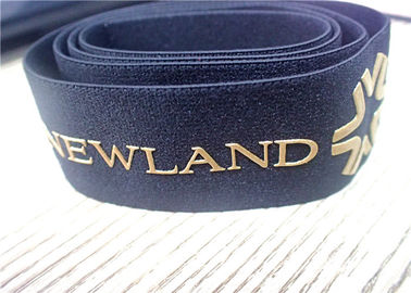 30MM Black Jacquard Elastic Band Silk - Layar Dicetak Dengan Logo Silikon Emas Mengkilap