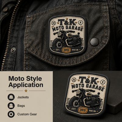 Model Sepeda Motor Custom Pvc Heat Transfer Label Pakaian dengan Logo 3D yang Diukir untuk Jaket Streetwear Workwear Topi Tas dan Garasi Brand Identifikasi