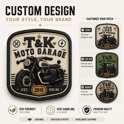 Model Sepeda Motor Custom Pvc Heat Transfer Label Pakaian dengan Logo 3D yang Diukir untuk Jaket Streetwear Workwear Topi Tas dan Garasi Brand Identifikasi
