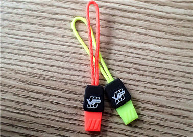 Penarik Ritsleting Karet Warna Fluoresen Dengan Logo Timbul Untuk Pakaian, Tas, Tas