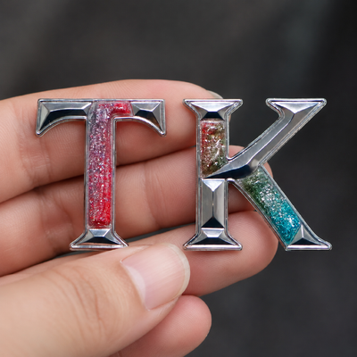 LABEL LOGO TRANSFER PANAS GLITTER METALIK 3D KUSTOM UNTUK PAKAIAN & PAKAIAN OLAHRAGA