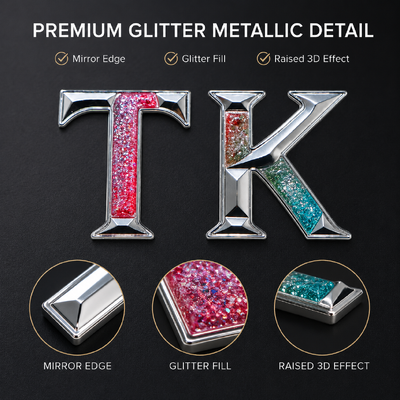 LABEL LOGO TRANSFER PANAS GLITTER METALIK 3D KUSTOM UNTUK PAKAIAN & PAKAIAN OLAHRAGA