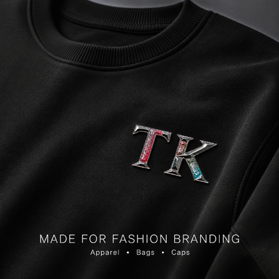 LABEL LOGO TRANSFER PANAS GLITTER METALIK 3D KUSTOM UNTUK PAKAIAN & PAKAIAN OLAHRAGA