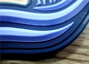 S / M / L Biru Tua Patch Karet 3D / Label Karet Untuk Pakaian