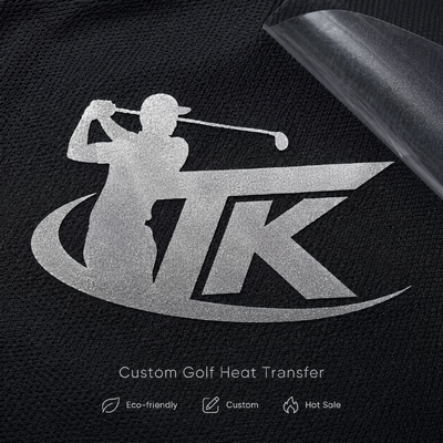 Label Transfer Panas Metalik Kustom Logo Golf Transfer untuk Pakaian Olahraga Pakaian Jalan Kemeja Polo Jaket OEM ODM Ramah Lingkungan Buatan Kustom