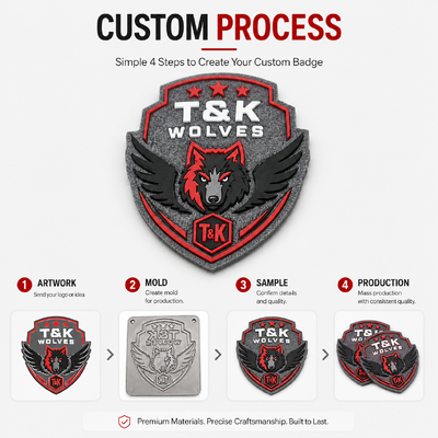 Lencana Silikon 3D Berbahan Dasar Felt Logo Timbul Kustom Jahit Patch Tim Tahan Lama Buatan Kustom Langsung dari Pabrik OEM