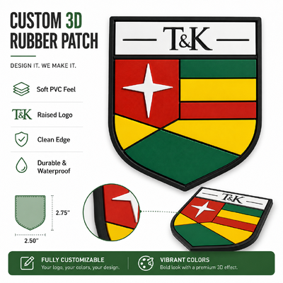 Label Kustom 3D Karet PVC dengan Logo Timbul dan Sablon Ramah Lingkungan untuk Pakaian dan Tas