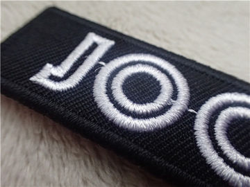 Black Twill White Line Patch Bordir Kustom Dengan Dukungan Gaya Perekat Meleleh Panas
