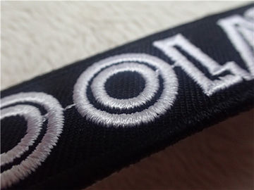 Black Twill White Line Patch Bordir Kustom Dengan Dukungan Gaya Perekat Meleleh Panas