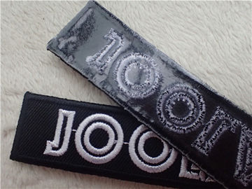 Black Twill White Line Patch Bordir Kustom Dengan Dukungan Gaya Perekat Meleleh Panas