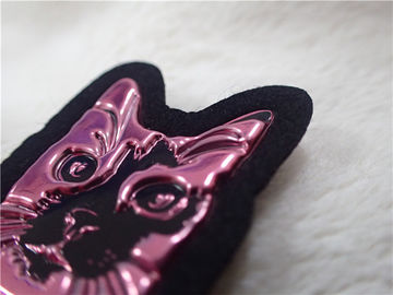 Patch Kulit Timbul Tahan Lama Merah Logo / Pakaian Label Kulit