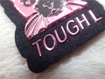 Patch Kulit Timbul Tahan Lama Merah Logo / Pakaian Label Kulit