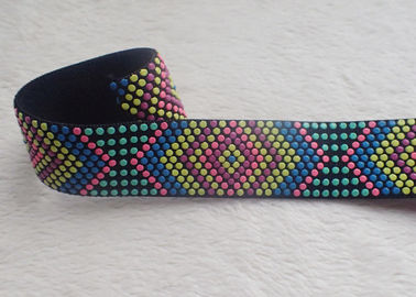 Titik-titik Silikon yang Disesuaikan Jacquard Elastis Band Warna-warni Dicetak OEKO SGS BV