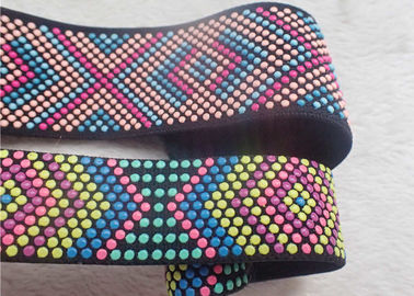Titik-titik Silikon yang Disesuaikan Jacquard Elastis Band Warna-warni Dicetak OEKO SGS BV