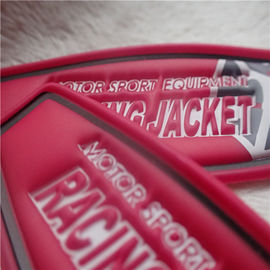 Ukuran 77 * 27mm Terang - Berwarna Pink PVC Patch Untuk Bagasi Atau Jaket