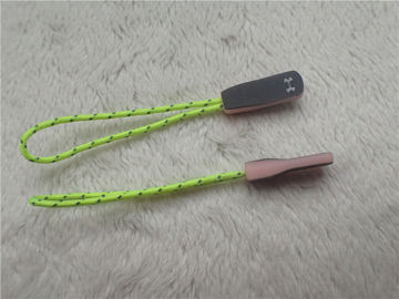 Fluorescent Green Rope Eye Catching Zipper Penarik Karet Untuk Olahraga Outdoor