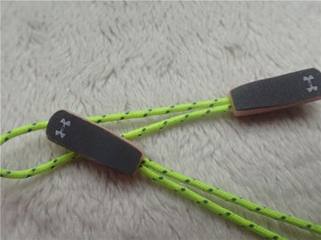 Fluorescent Green Rope Eye Catching Zipper Penarik Karet Untuk Olahraga Outdoor