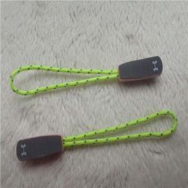 Fluorescent Green Rope Eye Catching Zipper Penarik Karet Untuk Olahraga Outdoor