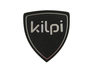 Patch silikon karet timbul kain metalik Logo kustom ramah lingkungan